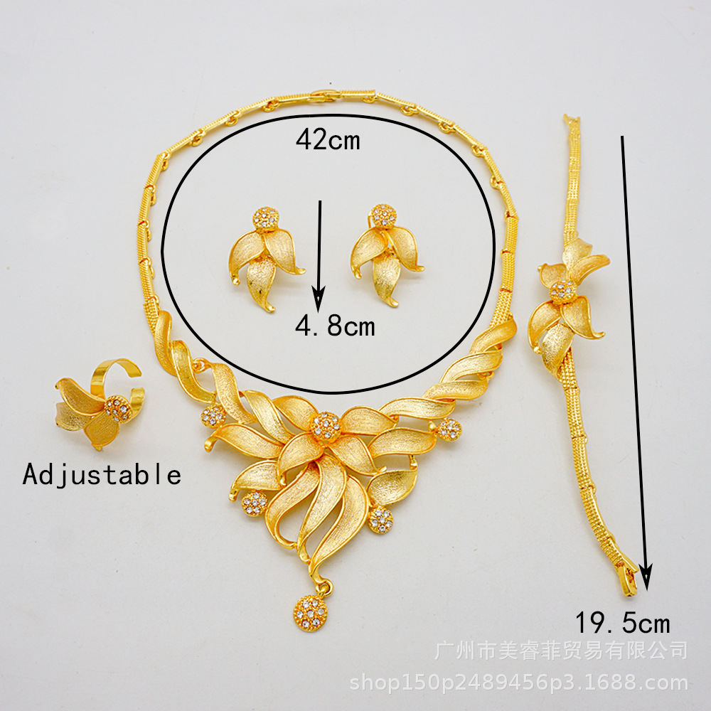 Ring Necklace Earrings Bracelet Bridal African Jewelry Set - view 2