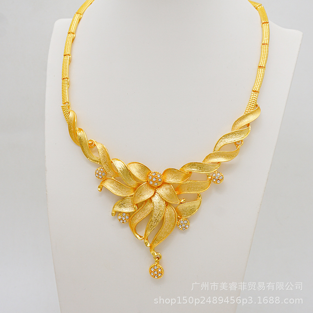 Ring Necklace Earrings Bracelet Bridal African Jewelry Set thumbnail 3