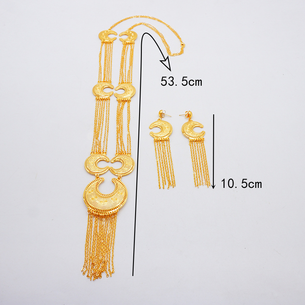 Gold Plated Necklace Earrings Jewelry Set thumbnail 4