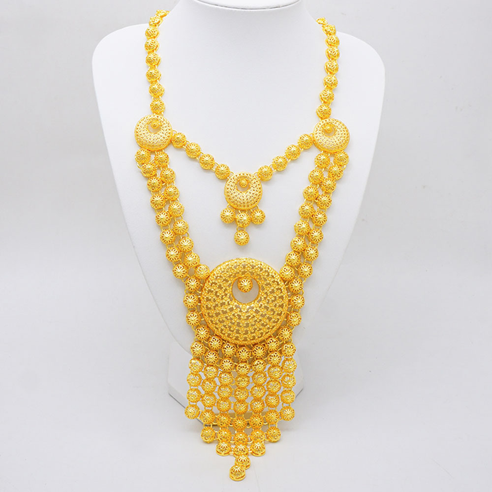 24K Gold Plated Ring Necklace Earrings Bracelet Middle East Jewelry Set - view 2