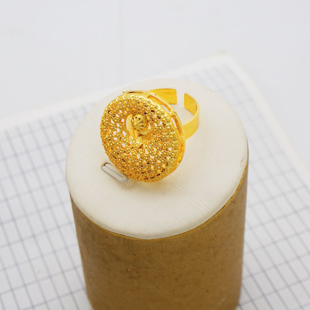 24K Gold Plated Ring Necklace Earrings Bracelet Middle East Jewelry Set thumbnail 4