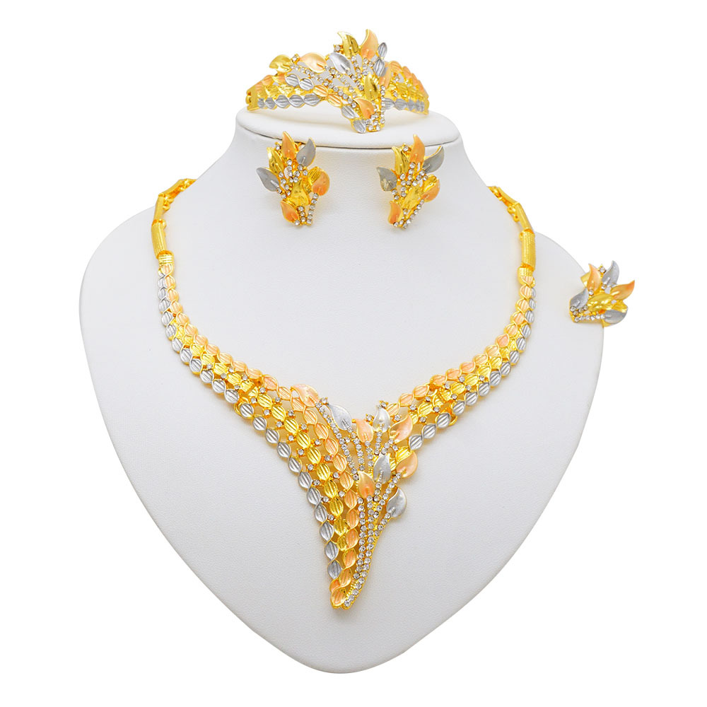 4-Piece Ring Necklace Earrings Bracelet Jewelry Set