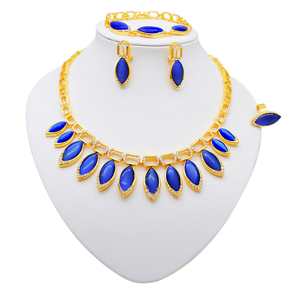 Alloy Necklace Cat Eye Jewelry Set - view 2