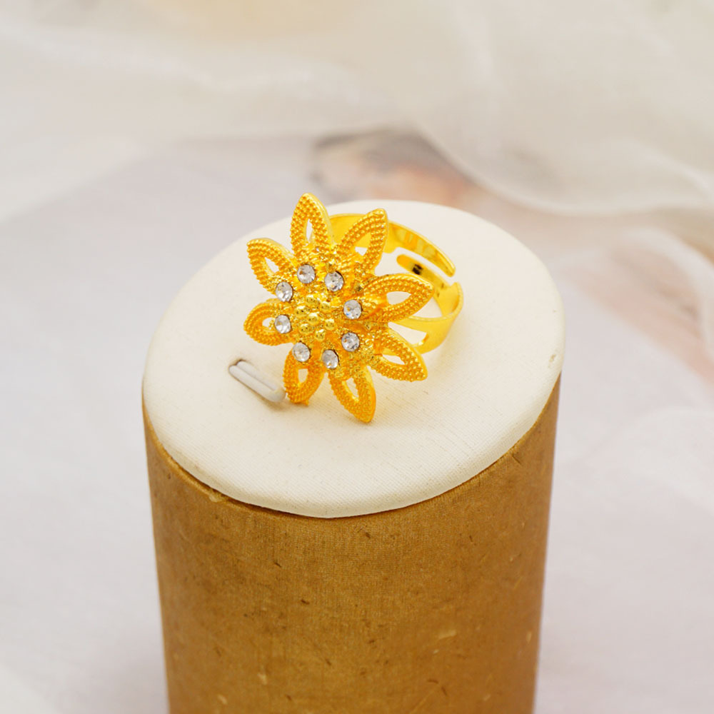 4-Piece Gold Plated Ring Necklace Earrings Bracelet Dubai Jewelry Set thumbnail 3