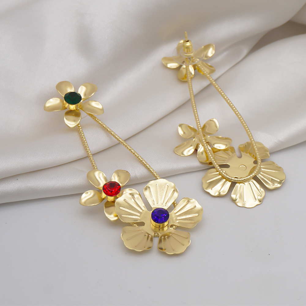 Necklace Earrings Bracelet Flower Bridal African Jewelry Set - view 2