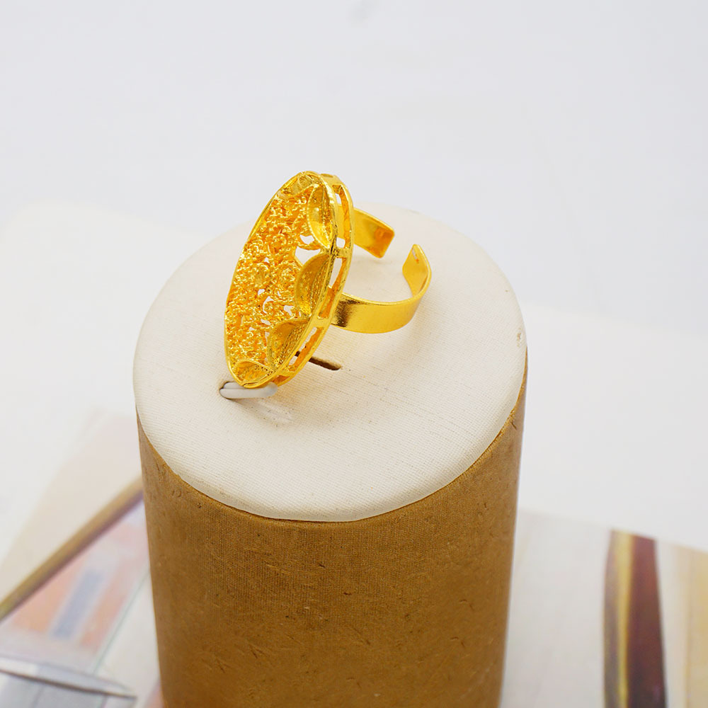 24K Gold Plated Ring Necklace Earrings Bracelet European & American Jewelry Set thumbnail 9