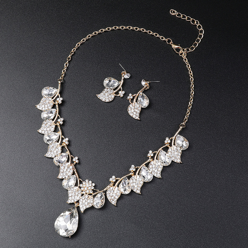 Necklace Vintage European & American Style Water Drop Leaf Jewelry Set thumbnail 4