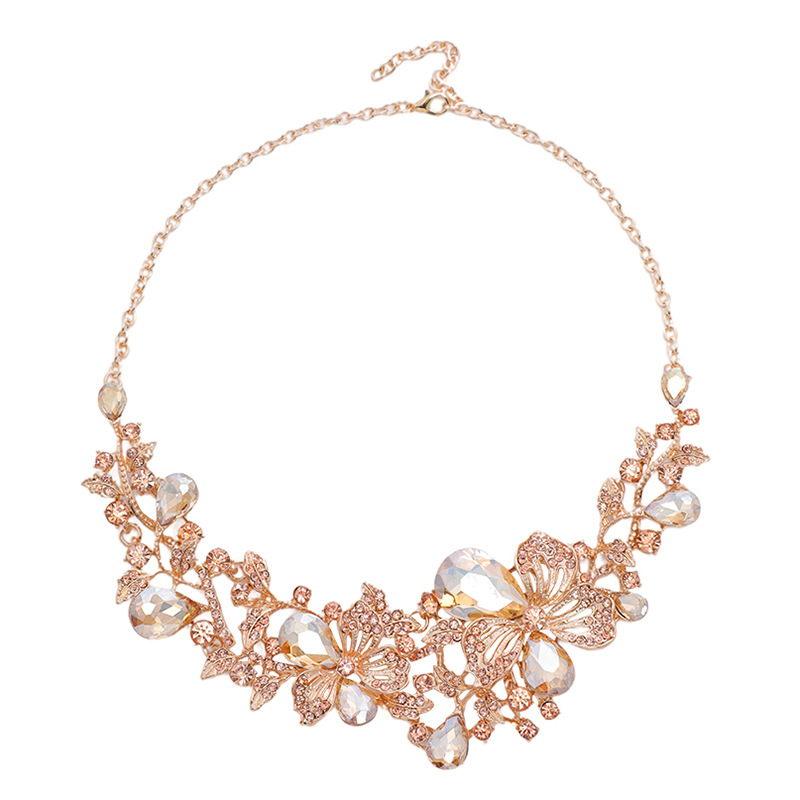 Alloy Necklace Earrings European & American Style Exaggerated Flower Jewelry Set thumbnail 5