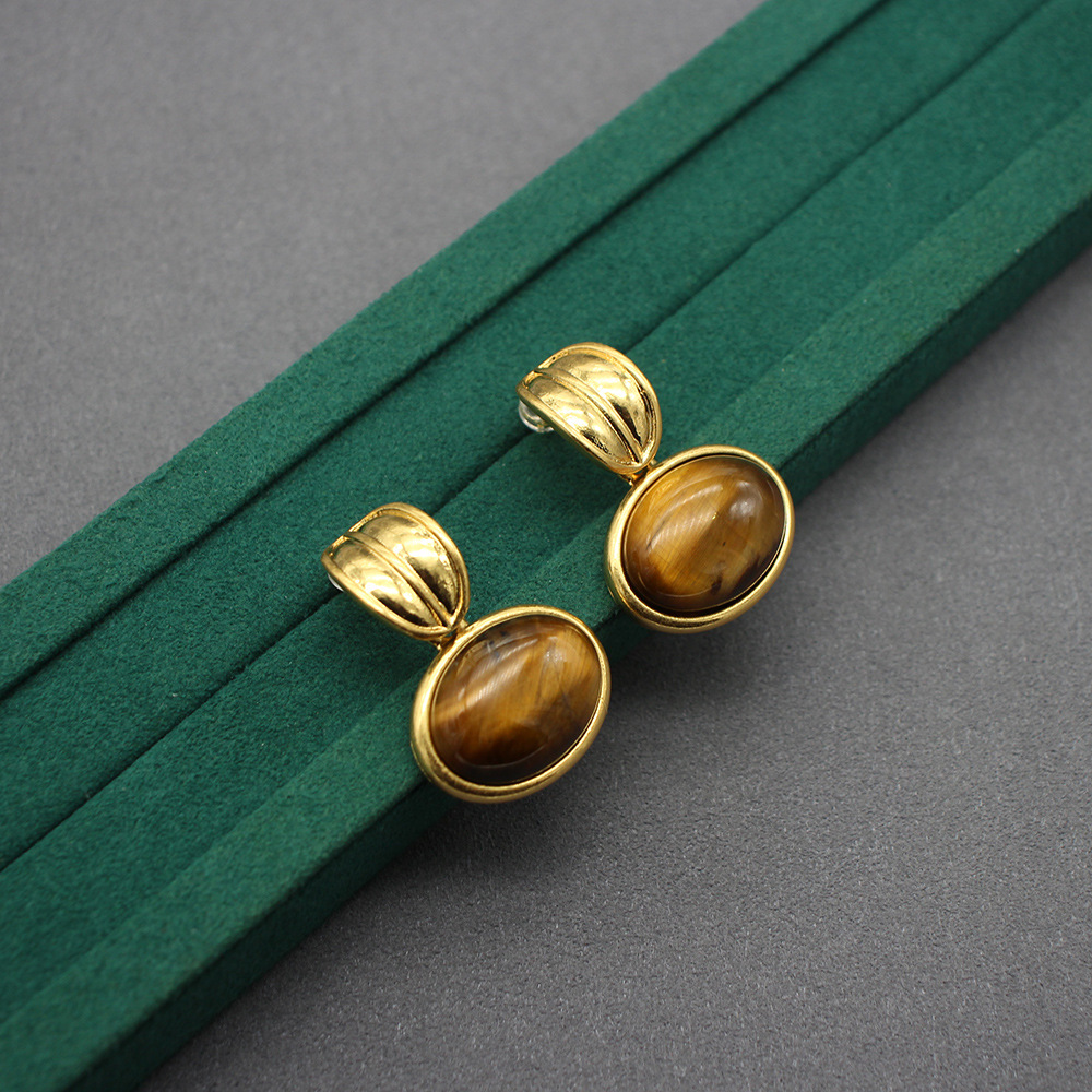 Natural Stone Necklace Earrings Unique European & American Style Jewelry Set - view 2