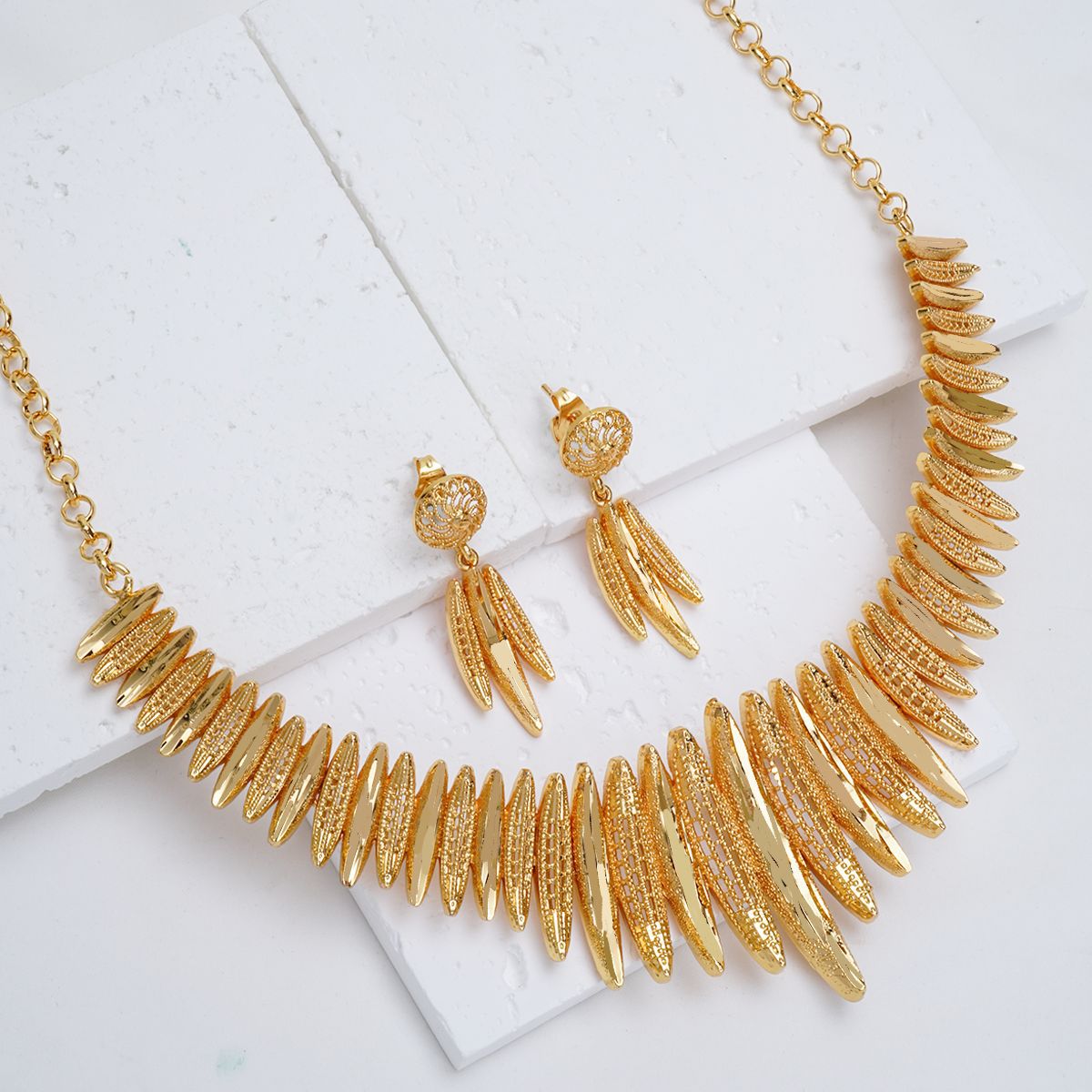 Gold Plated Necklace Earrings Luxury European & American Style Brida Jewelry Set - view 2