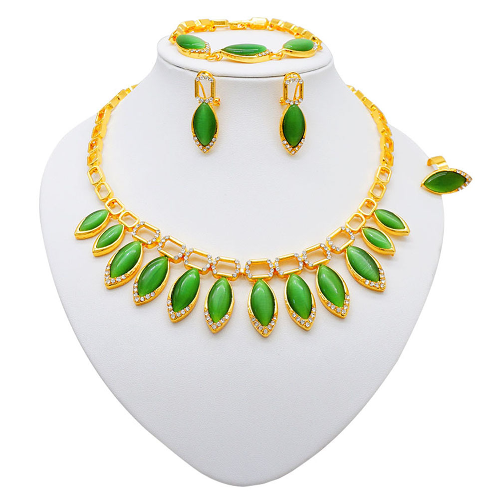 Alloy Necklace European & American Style Cat Eye Jewelry Set thumbnail 3