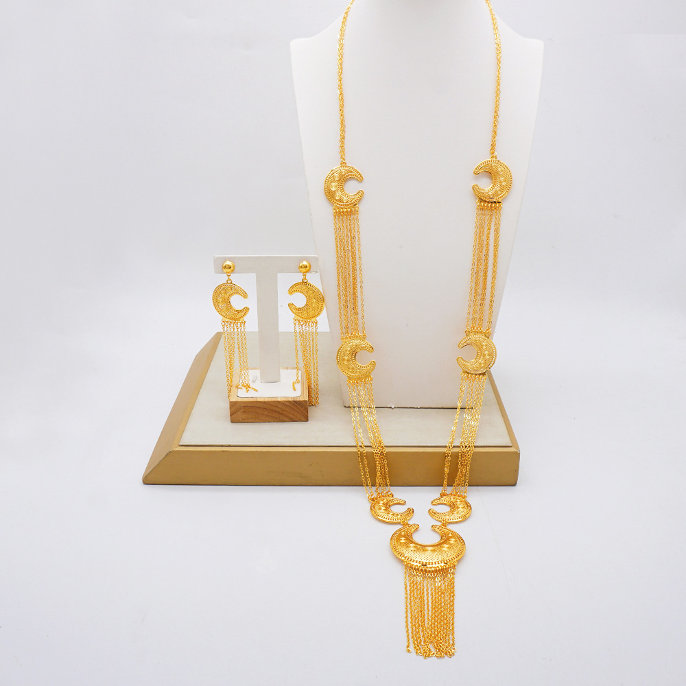 Gold Plated Necklace Earrings Jewelry Set - view 2