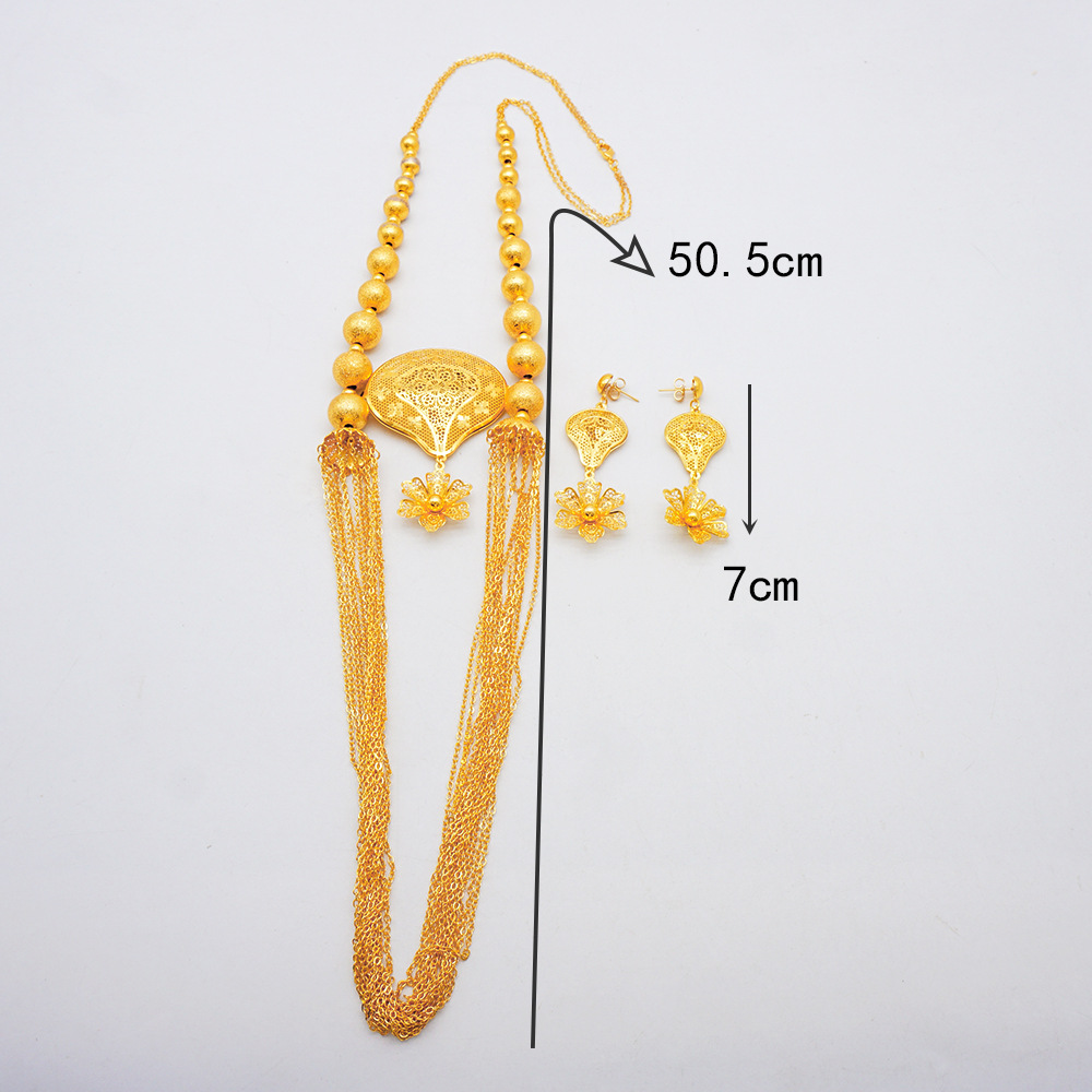 Gold Plated Necklace Earrings Jewelry Set thumbnail 3