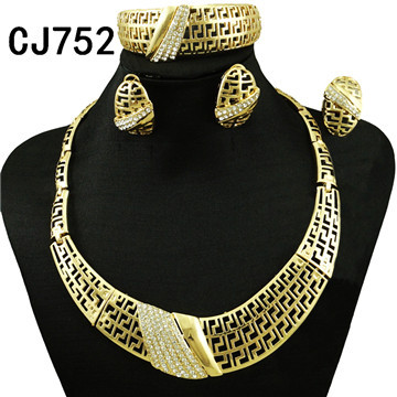 24K Gold Plated Ring Necklace Earrings Bracelet Tassel Jewelry Set thumbnail 3