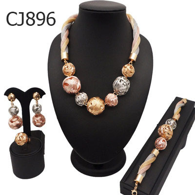 24K Gold Plated Ring Necklace Earrings Bracelet Tassel Jewelry Set thumbnail 5